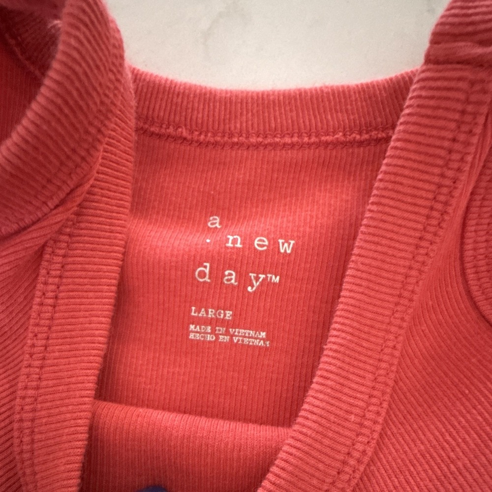 A New Day Girls Large Red Ribbed Knit Stretch Crewneck Sleeveless Tank - Picture 4 of 6